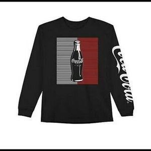 Coca Cola Bottle Retro 1980s Mens Graphic Black Long Sleeve T Shirt